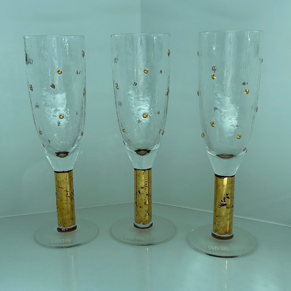 Smyers Glass and Gold Champagne Glasses- priced per glass full set is $250